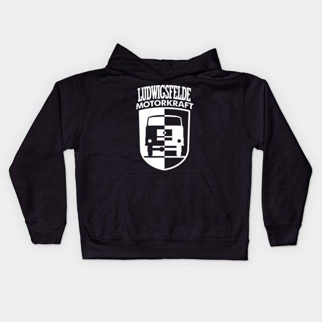 IFA Ludwigsfelde Motor Power Coat of Arms (white) Kids Hoodie by GetThatCar